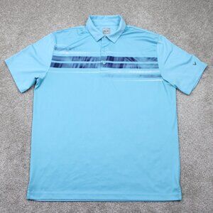 Callaway Opti-Dri Polo Shirt Men Large Blue Polyester Short Sleeve Golf Pullover